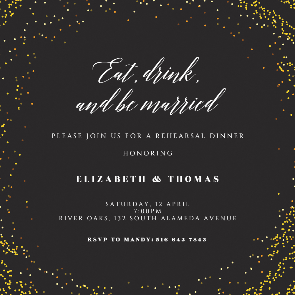 Golden Event - Rehearsal Dinner Party Invitation Template (Free ...