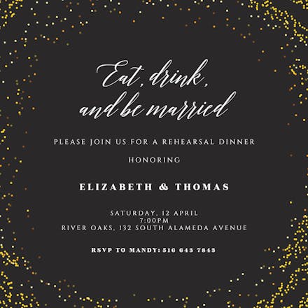 Golden event - rehearsal dinner party invitation