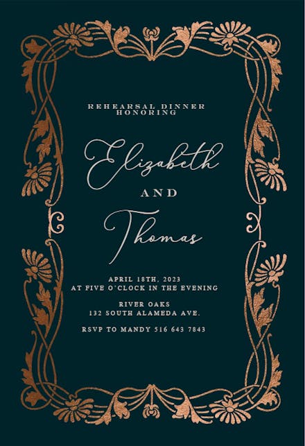 Golden Frame - Invitación Para Cena De ensayo