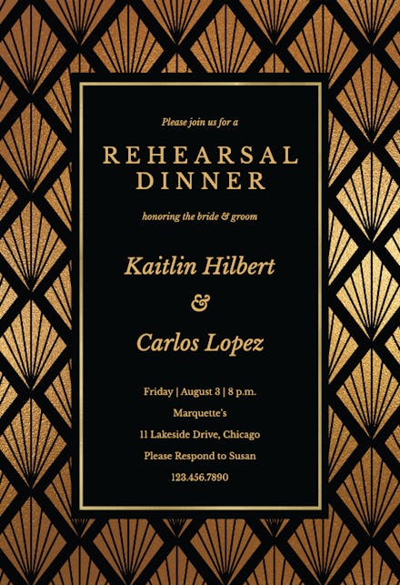 Golden Shells - Rehearsal Dinner Party Invitation