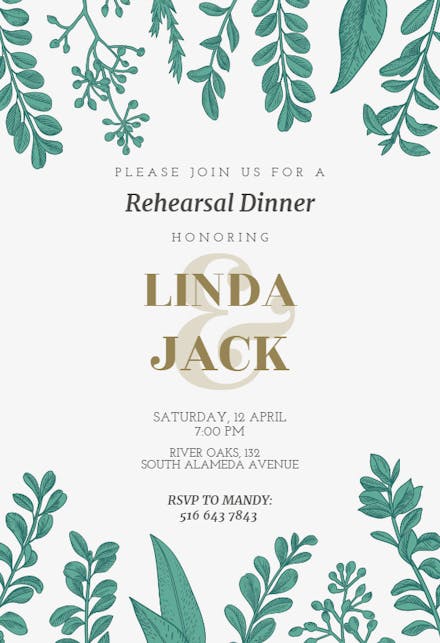 Graceful Greenery - Rehearsal Dinner Party Invitation