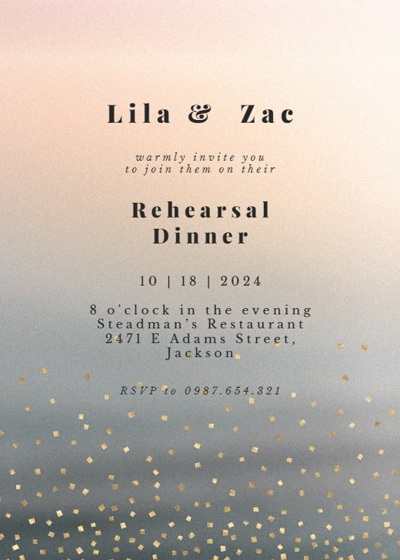Gradient and sparkles - rehearsal dinner party invitation