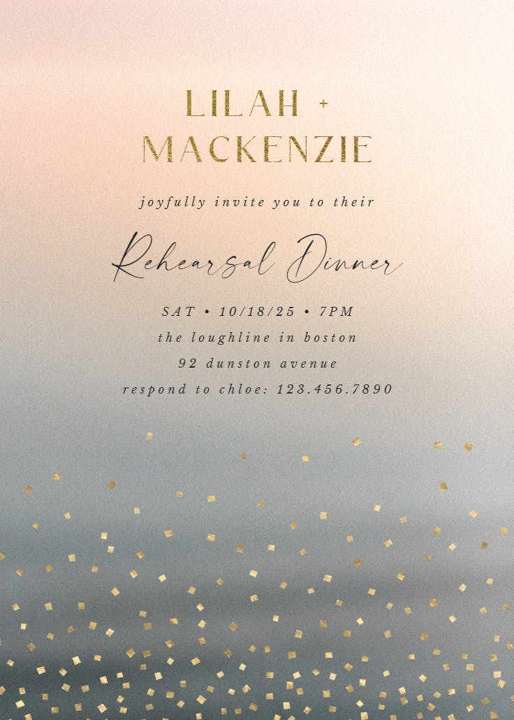 Gradient and sparkles - rehearsal dinner party invitation