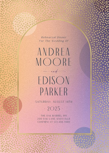 Gradient arched window - rehearsal dinner party invitation