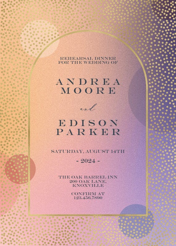 Gradient arched window - rehearsal dinner party invitation