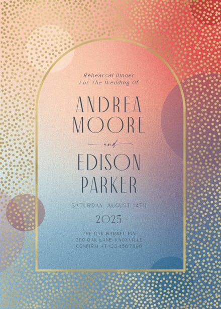 Gradient arched window - rehearsal dinner party invitation