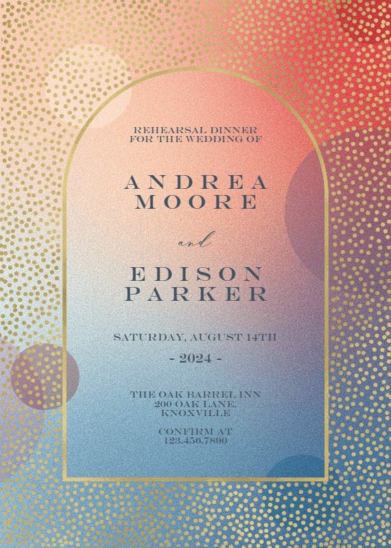 Gradient arched window - rehearsal dinner party invitation