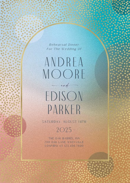 Gradient arched window - rehearsal dinner party invitation