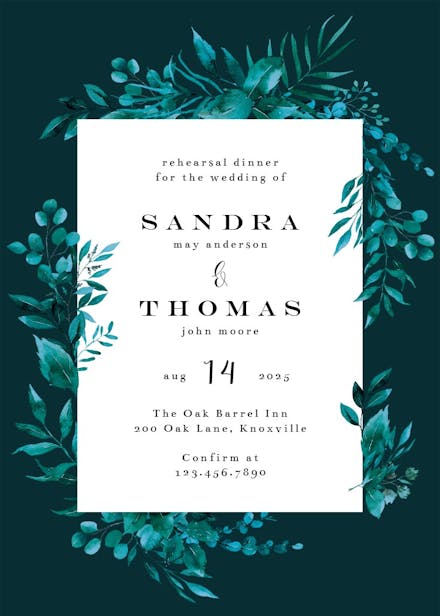 Greenery border - rehearsal dinner party invitation