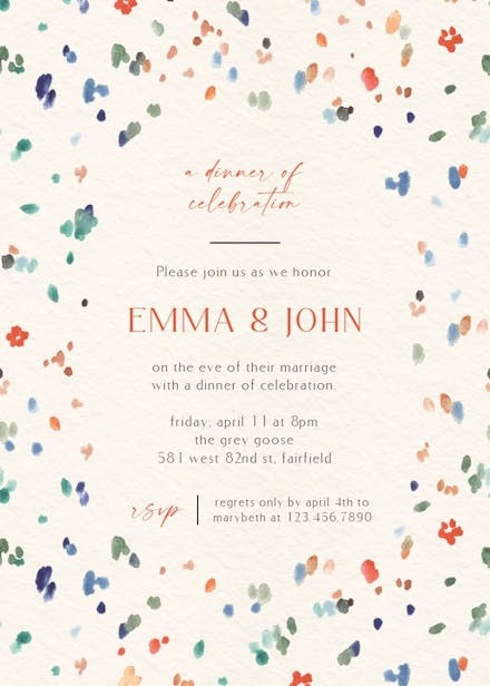 Heart-fetti - rehearsal dinner party invitation