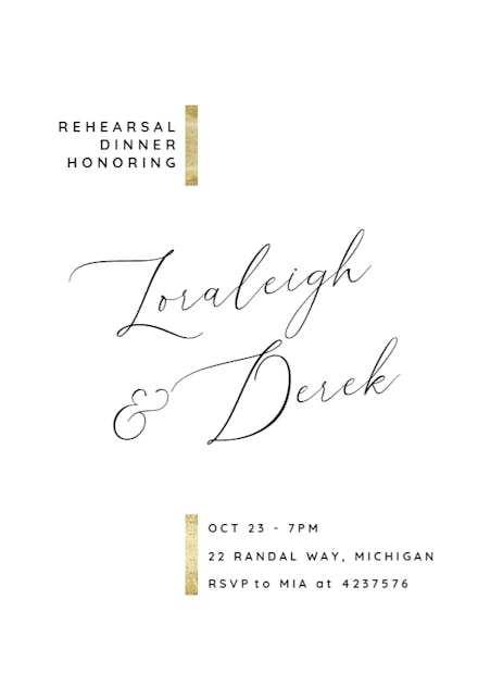 Hints of gold - Rehearsal Dinner Party Invitation