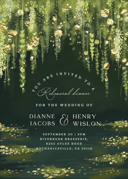 Impressionist romance - rehearsal dinner party invitation