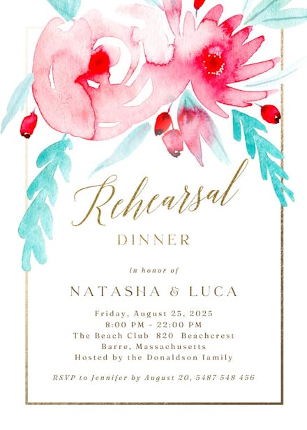 In bloom - rehearsal dinner party invitation
