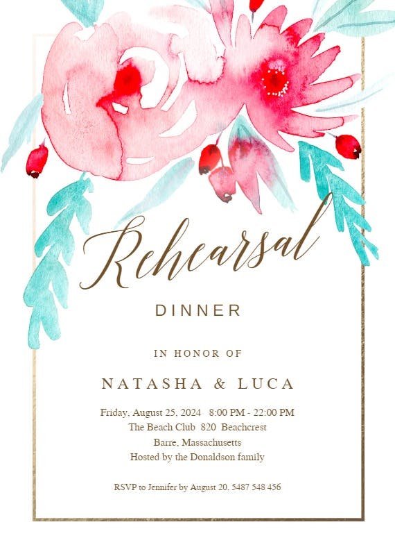 In bloom - rehearsal dinner party invitation