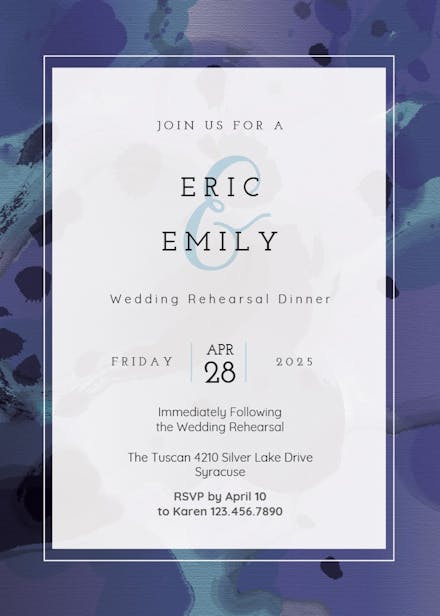 Inked frame - rehearsal dinner party invitation