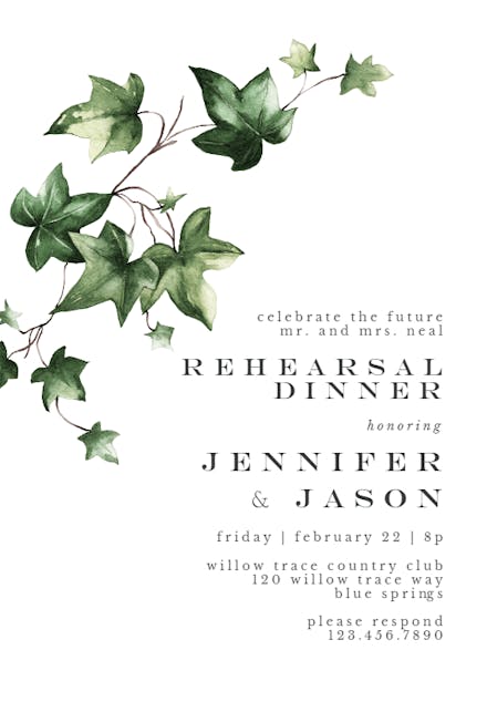 Ivy - rehearsal dinner party invitation