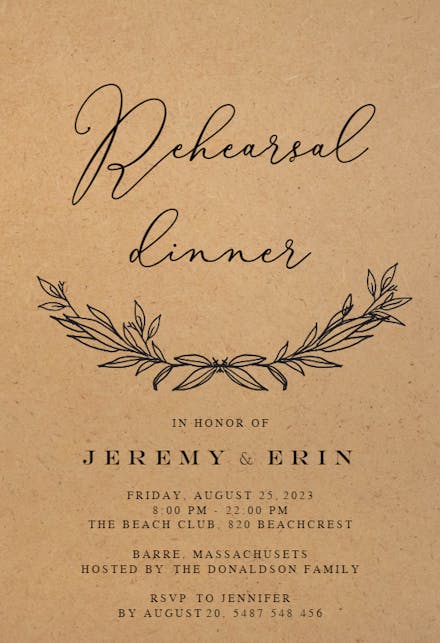 Kraft Branches - Rehearsal Dinner Party Invitation