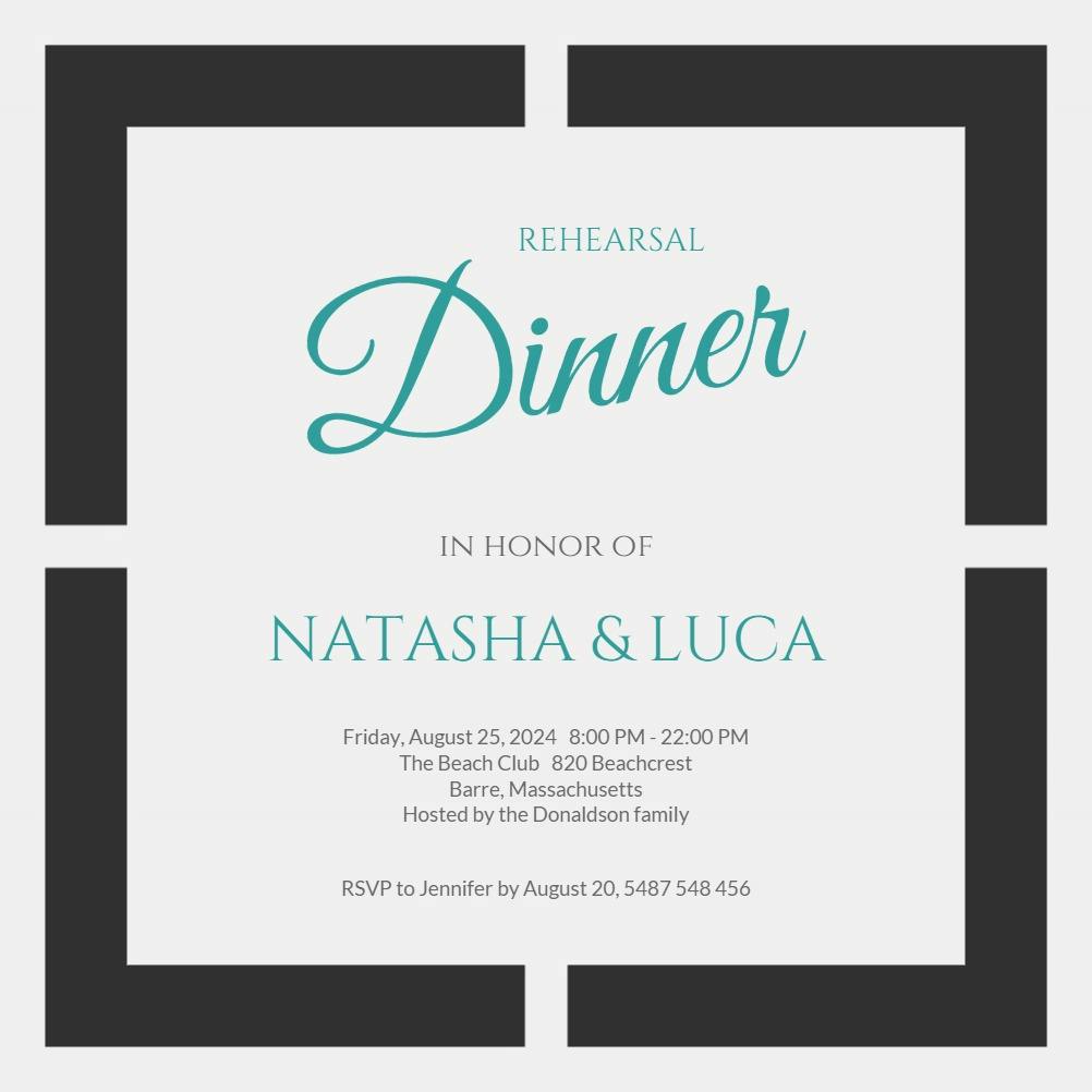 Layered Squares - Rehearsal Dinner Party Invitation Template (Free