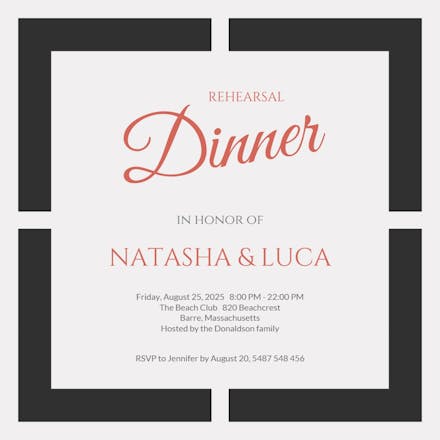 Layered squares - rehearsal dinner party invitation