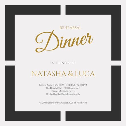 Layered squares - rehearsal dinner party invitation