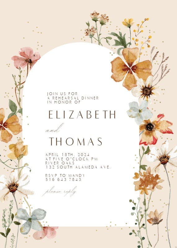 Meadow arch - rehearsal dinner party invitation