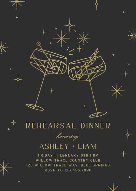 Mod cocktail - rehearsal dinner party invitation
