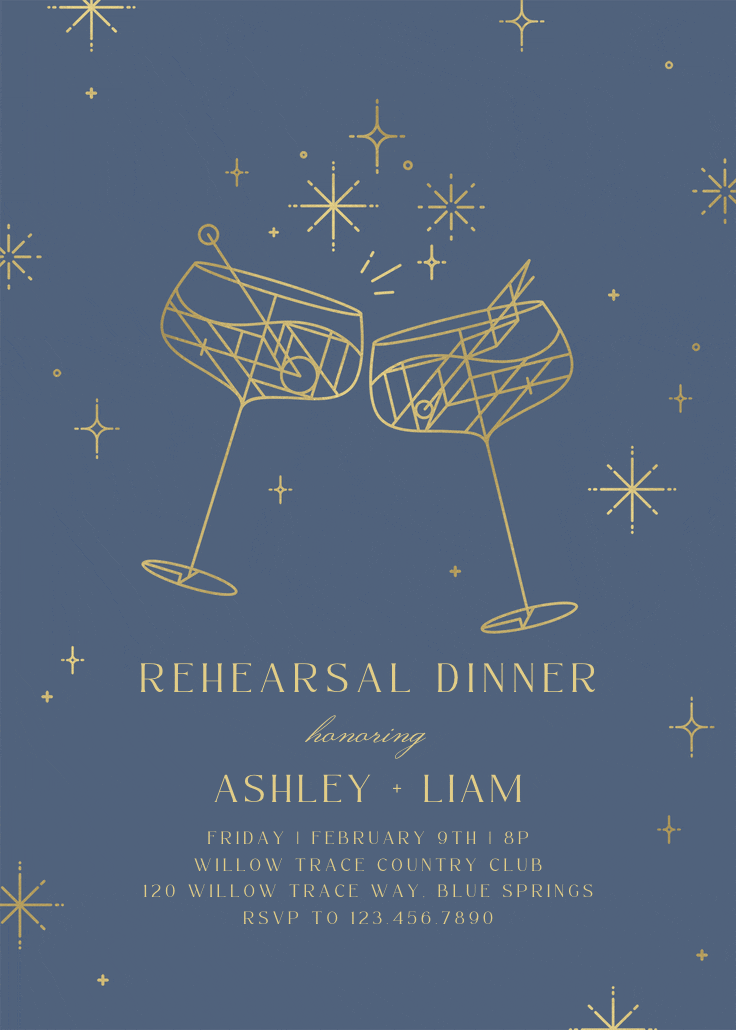 Mod cocktail - rehearsal dinner party invitation