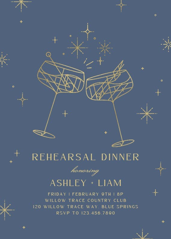 Mod cocktail - rehearsal dinner party invitation