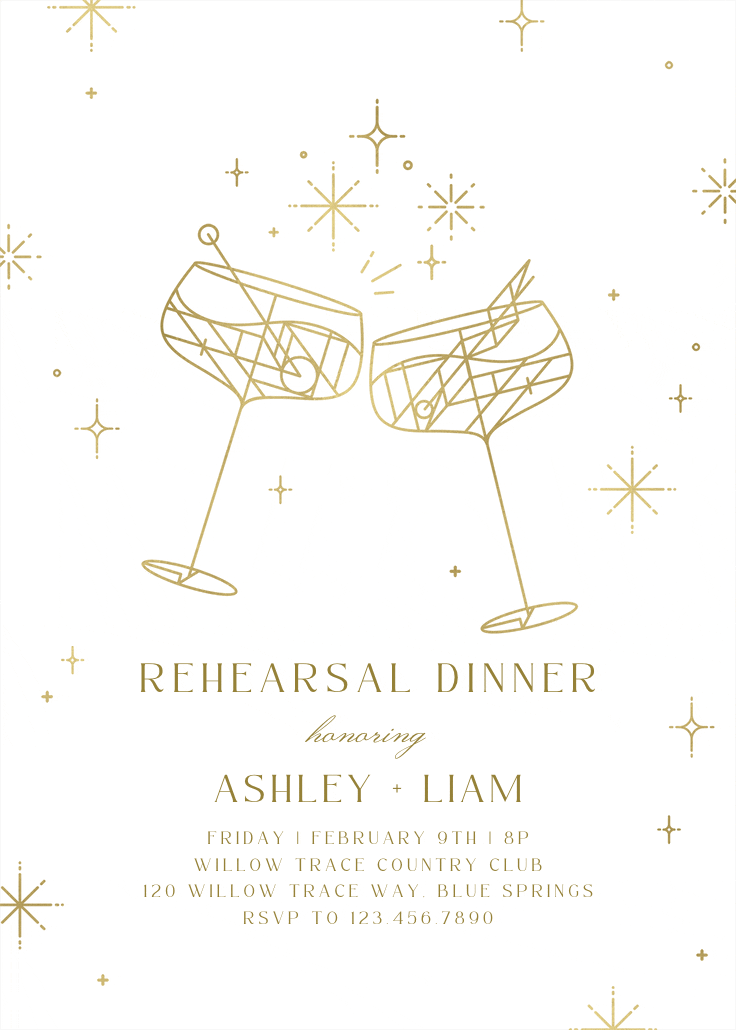 Mod cocktail - rehearsal dinner party invitation