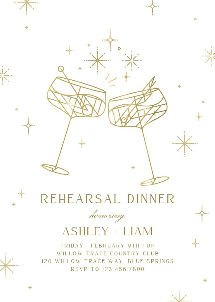 Mod cocktail - rehearsal dinner party invitation