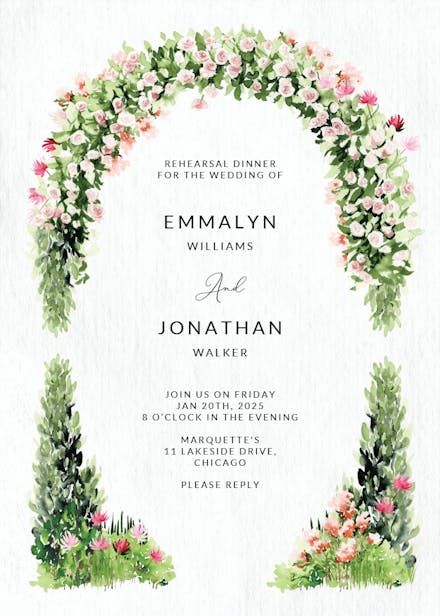 Monets garden - rehearsal dinner party invitation