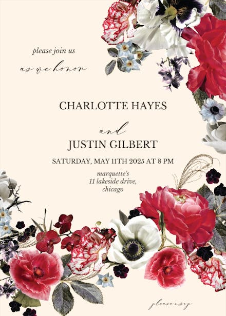 Moody floral - rehearsal dinner party invitation