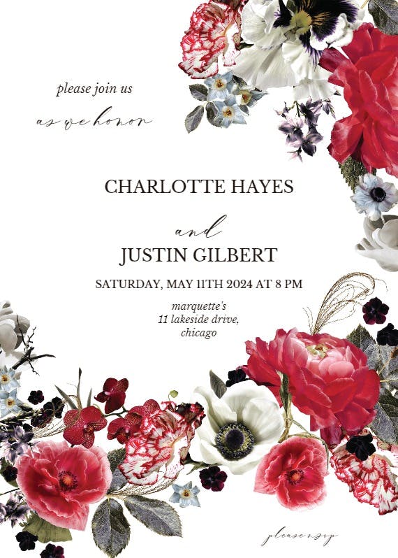 Moody floral - rehearsal dinner party invitation