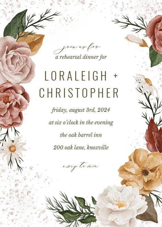 Nocturnal flowers - rehearsal dinner party invitation