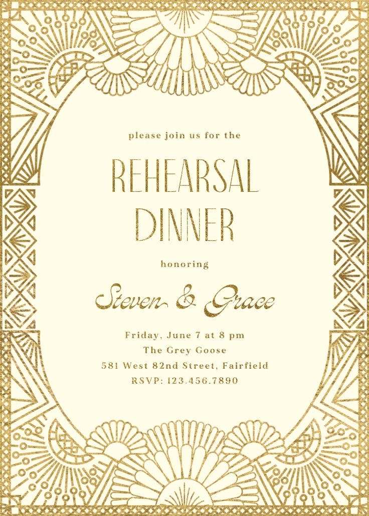 Orange glitz - invitación para cena de ensayo