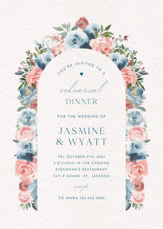 Painted petals - rehearsal dinner party invitation