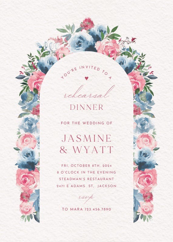 Painted petals - rehearsal dinner party invitation