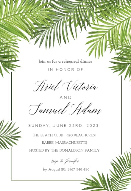 Palm Leaves - Rehearsal Dinner Party Invitation