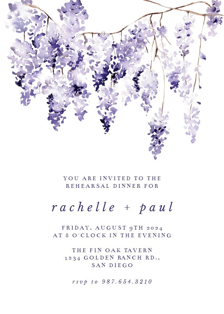 Purple bunch - rehearsal dinner party invitation