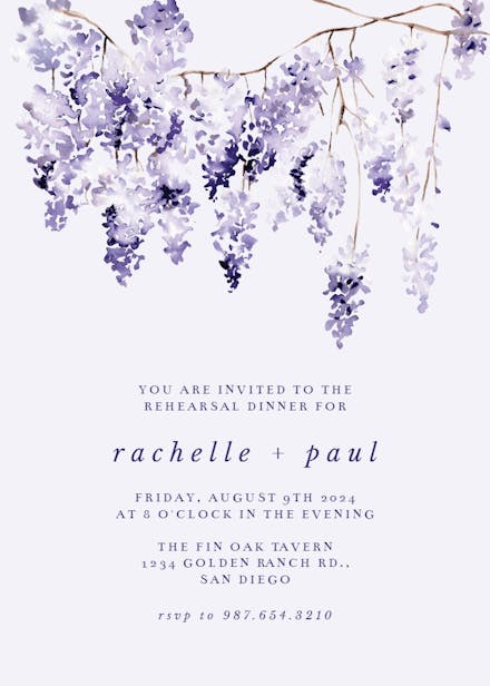Purple bunch - rehearsal dinner party invitation