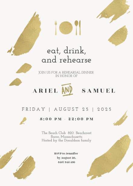 Random strokes - rehearsal dinner party invitation