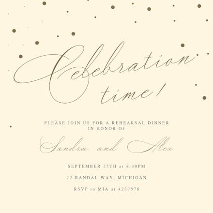 Rehearsal golden flakes - rehearsal dinner party invitation