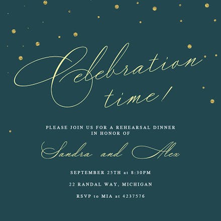 Rehearsal golden flakes - rehearsal dinner party invitation