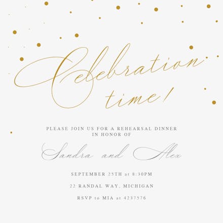 Rehearsal golden flakes - rehearsal dinner party invitation