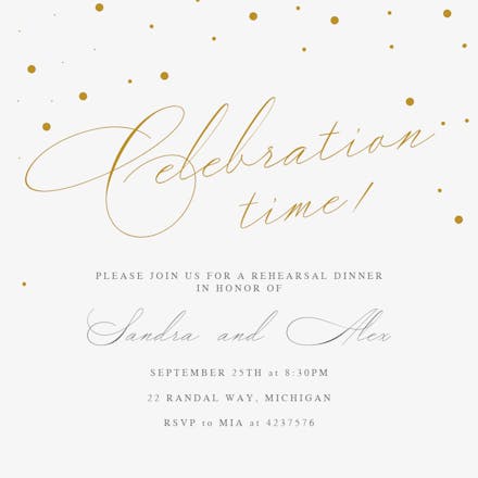 Rehearsal Golden Flakes - Rehearsal Dinner Party Invitation