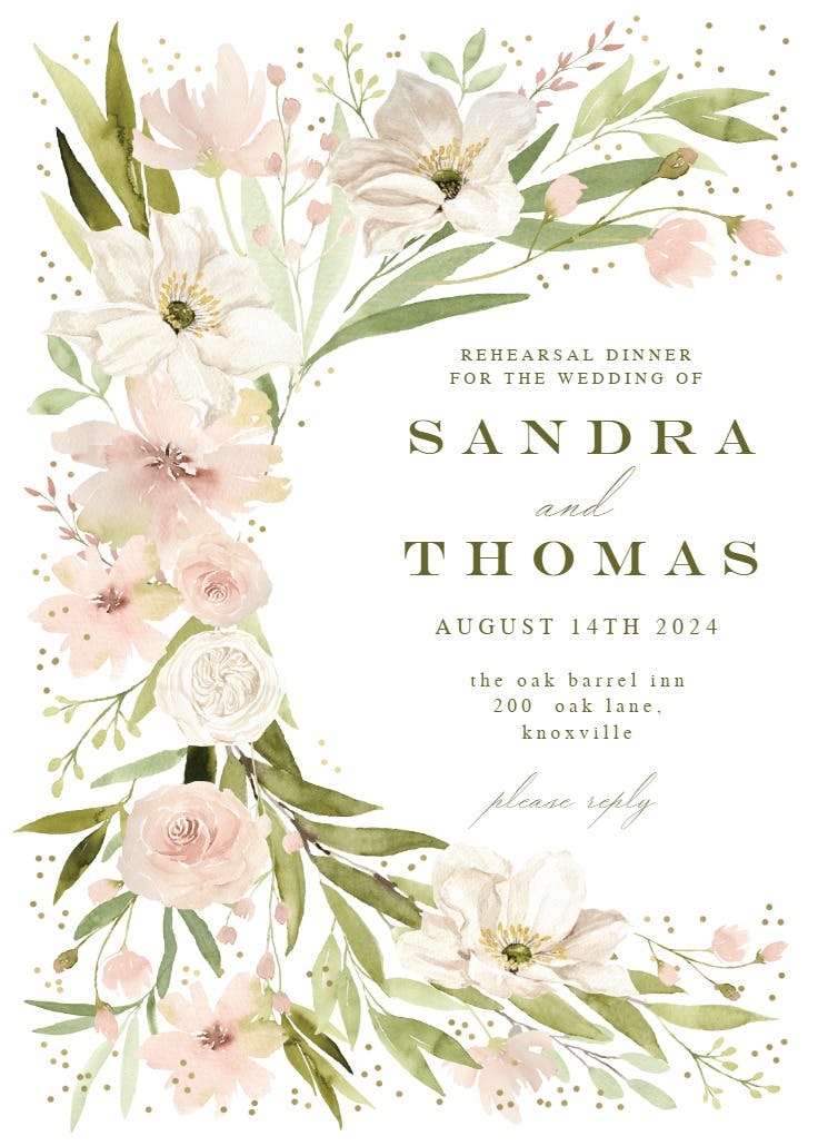 Romantic corner - rehearsal dinner party invitation