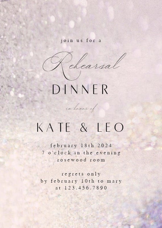 Romantic shimmer - rehearsal dinner party invitation