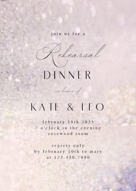 Romantic shimmer - rehearsal dinner party invitation