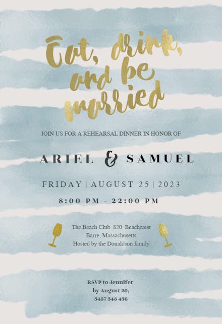 Royal Stripes - Rehearsal Dinner Party Invitation