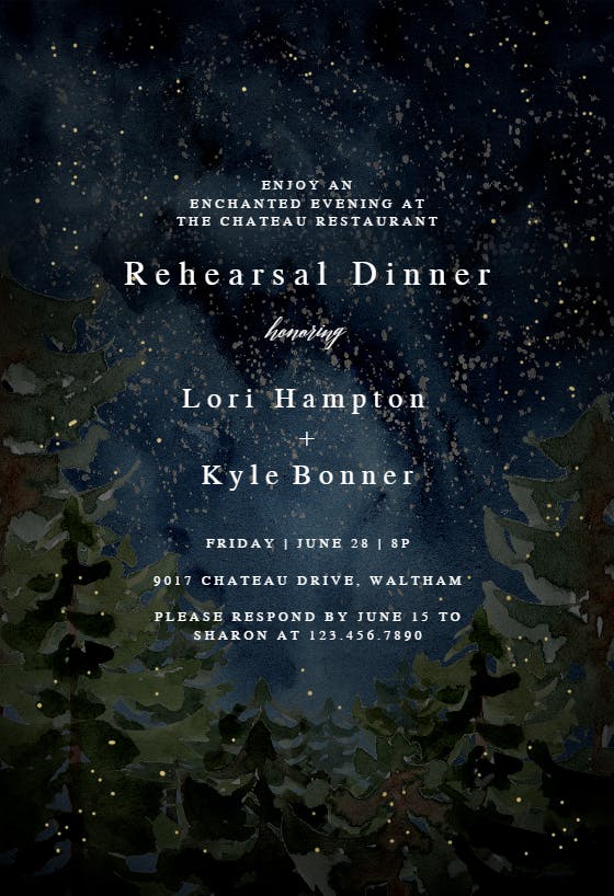 Rustic forest - rehearsal dinner party invitation